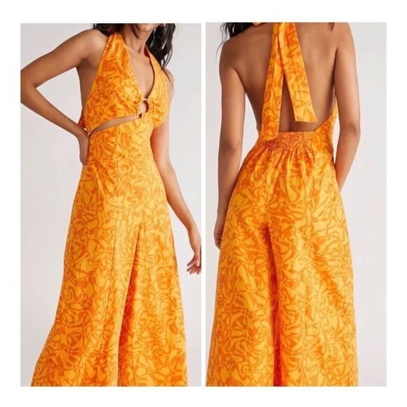 NWT Free  people orange Helter jumpsuit wide leg size M
NWT new with Tag - Picture 1 of 10